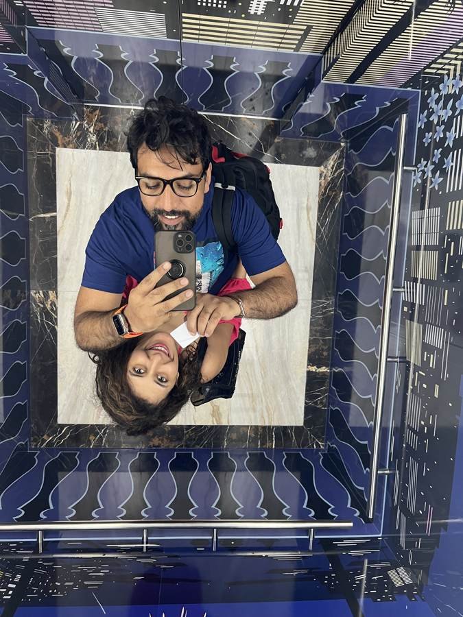 the elevator, upside down
