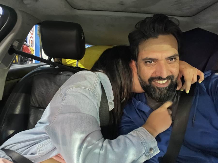 a hug over the car seat